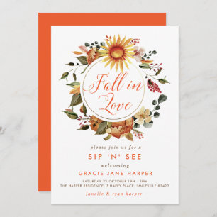 Invitation Chute en amour Automne Wreath Sip & See