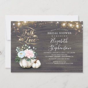 Invitation Chute en amour Blanc Citrouille Rustique Fête des 