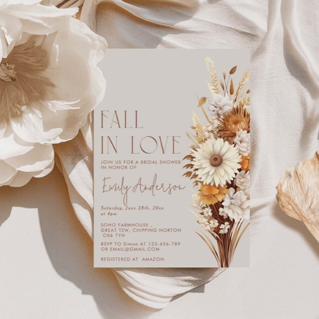 Invitation Chute En Amour Boho Fête des mariées Florale (Créateur téléchargé)
