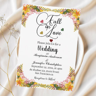Invitation Chute en amour Boho Rustique Automne Floral Mariag