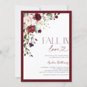 Invitation Chute en amour Burgundy Floral Aquarelle