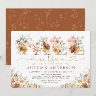 Invitation Chute en amour Burnt Orange Floral Fête des mariée