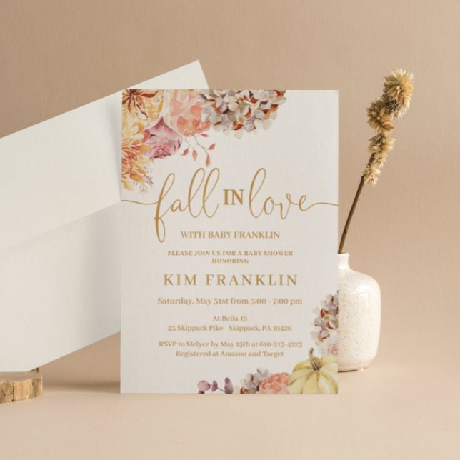 Invitation Chute En Amour Chute Baby shower Floral (Créateur téléchargé)