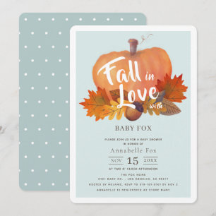 Invitation Chute en amour Citrouille Chute Feuilles Baby show