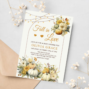 Invitation Chute en Amour Citrouille Floral Baby shower d'aut
