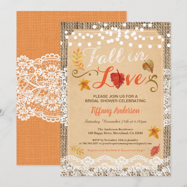 Invitation Chute en amour douche nuptiale robinet rustique vi (Devant / Derrière)