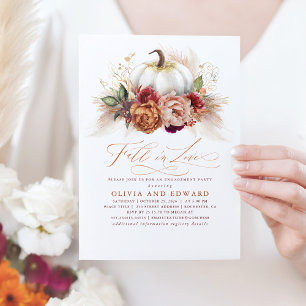Invitation Chute en amour Engagement Citrouille Fleurs de rou