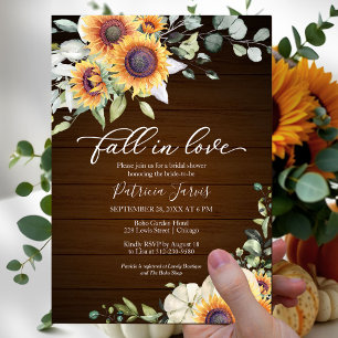 Invitation Chute en amour Fête des mariées de tournesols verd