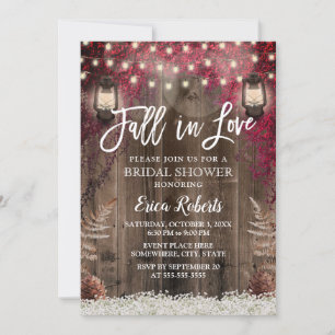 Invitation Chute en amour Fleur rustique et Fête des mariées 