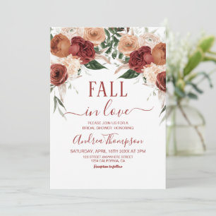 Invitation Chute en amour Fleurs Marsala Chute nuptiale