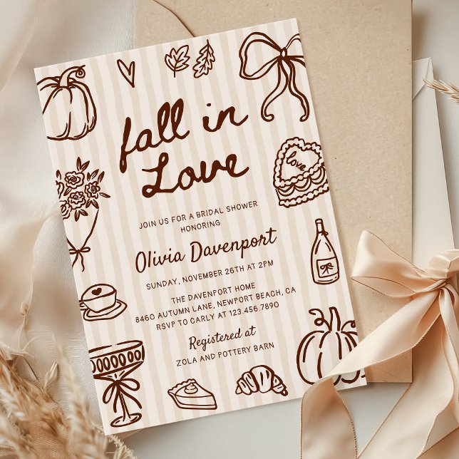 Invitation Chute en Amour Main tiré Doodle Fête des mariées c (Créateur téléchargé)