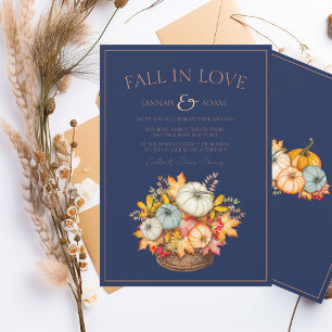 Invitation Chute en amour Marine Bleu Automne Citrouille Mari