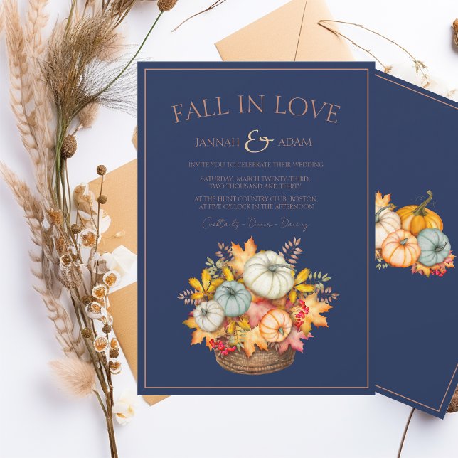 Invitation Chute en amour Marine Bleu Automne Citrouille Mari (Créateur téléchargé)