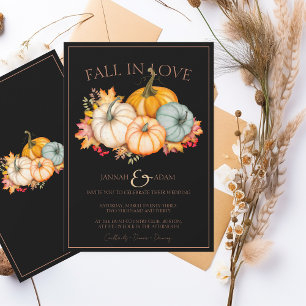 Invitation Chute en amour Noir Automne Automne Citrouille Mar