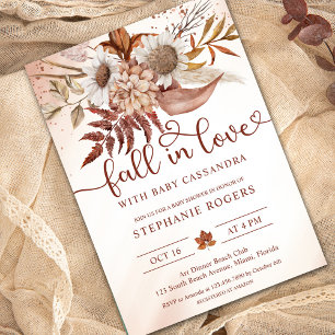 Invitation Chute en amour Romantique Boho Baby shower Floral