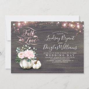 Invitation Chute en Amour Rose Floral Citrouille Rustique Mar