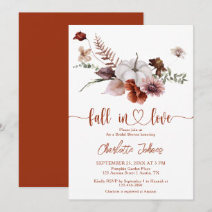 Invitation Chute en amour Rouille Flore Fête des mariées auto