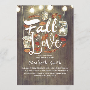 Invitation Chute en Amour Rustic Mason Jars Fête des mariées