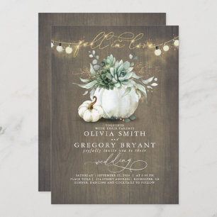 Invitation Chute en amour Succulents Citrouille Rustique Mari