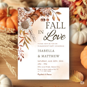 Invitation Chute en amour Sunflower Engagement Party Boho Rus