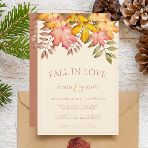 Invitation Chute en amour Terracotta Automne Feuilles Mariage