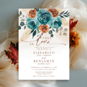 Invitation Chute en amour Turquoise Burnt Orange Boho Mariage