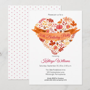 Invitation Chute Feuilles d'automne Fête d'anniversaire des