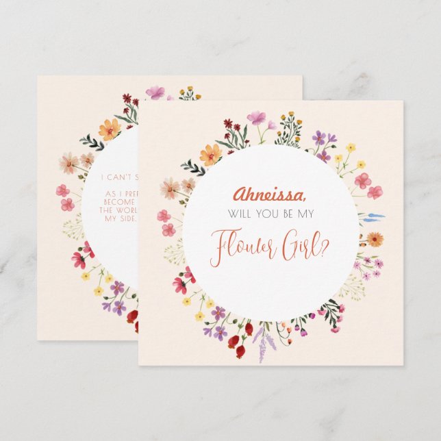 Invitation Chute Fleur sauvage Whimsical Floral Flower Girl (Devant / Derrière)