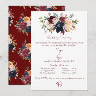Invitation Chute Floral Aquarelle Sikh Ik Onkar Mariage