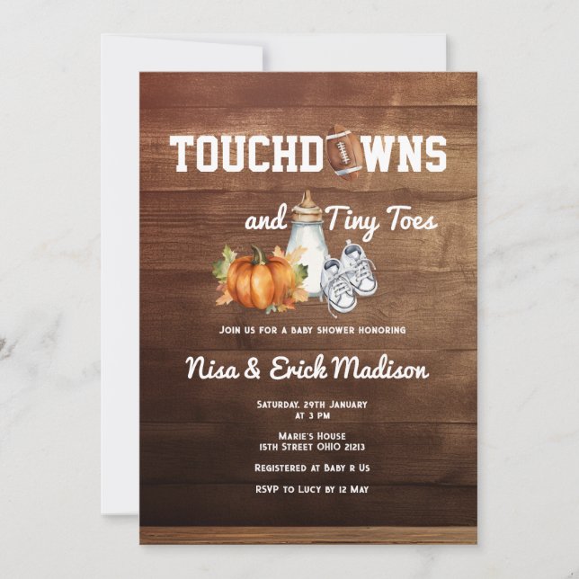 Invitation Chute Football Touchdown Minuscule Baby shower ort (Devant)
