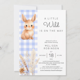 Invitation Chute Forêt Bunny Cub Pampas Baby Boy Douche