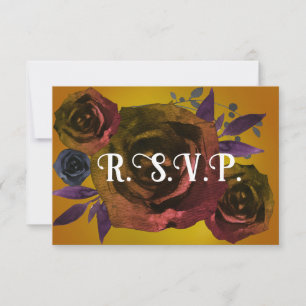 Invitation Chute gothique Mariage floral foncé moderne RSVP