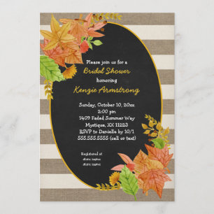 Invitation Chute Leaves et Burlap Chalkboard nuptiale douche