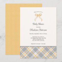 Chute Plaid Ribbon neutre baby shower genre