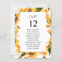 Chute Sunflower Floral Tableau Numéro de siège