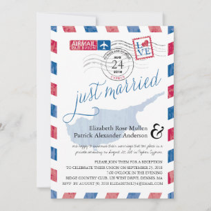 Invitation Chypre Antique Airmail Juste Marié Réception de Ma