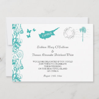 Invitation Chypre En Aqua Et Blanc