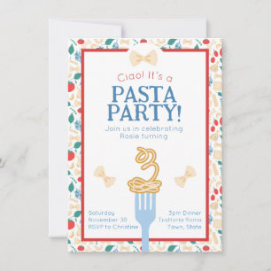 Invitation Ciao 3ème anniversaire Pasta Party Italien Bow