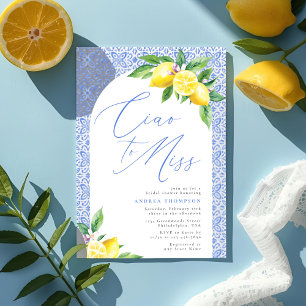 Invitation Ciao à Miss Lemon Carrelage Bleu Italien pour la M