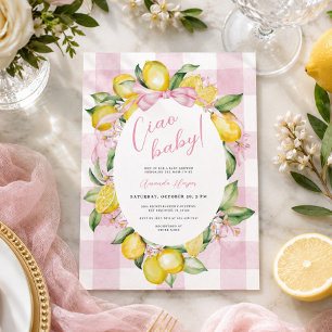 Invitation Ciao Baby Bambino Citron Filles Baby Shower