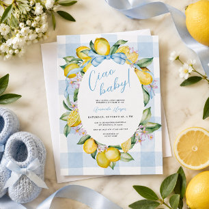 Invitation Ciao Baby Bambino Citron Garçons Baby Shower