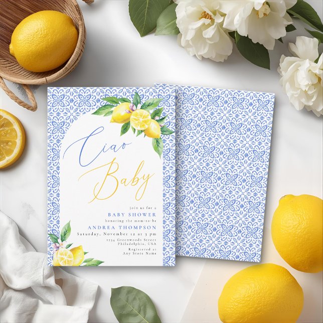 Invitation Ciao Baby Bambino Lemon Baby shower italien (Créateur téléchargé)