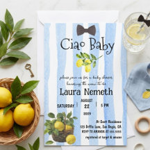 Ciao Baby Bandes Bleues Garçon Citron Fête Prénata