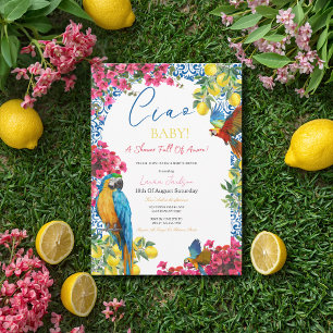 Invitation Ciao Baby Carrelage Bleu Italien Citrons Baby Show