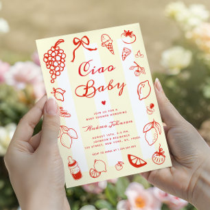 Invitation Ciao Baby Fête de Naissance Bébé au Citron Dessiné