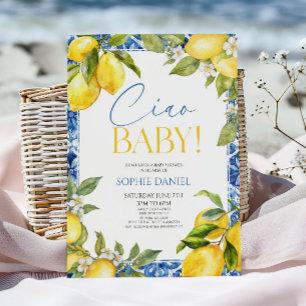 Invitation Ciao Baby ! Fleurs de citron méditerranéen pour Ba