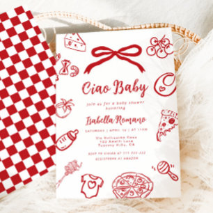 Invitation Ciao Baby Italien Pizza dessinée à la main Baby sh