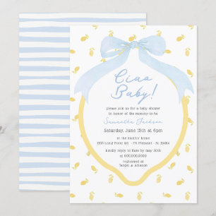 Invitation Ciao Baby Lemon & Blue Bow Boy Baby shower