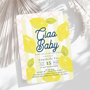 Invitation Ciao Baby Peint à la Main Citron Rose Fille Baby S