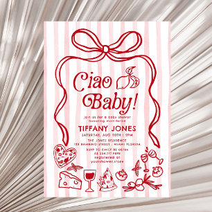 Invitation Ciao Baby Rouge Whimsical Citron italien Baby show